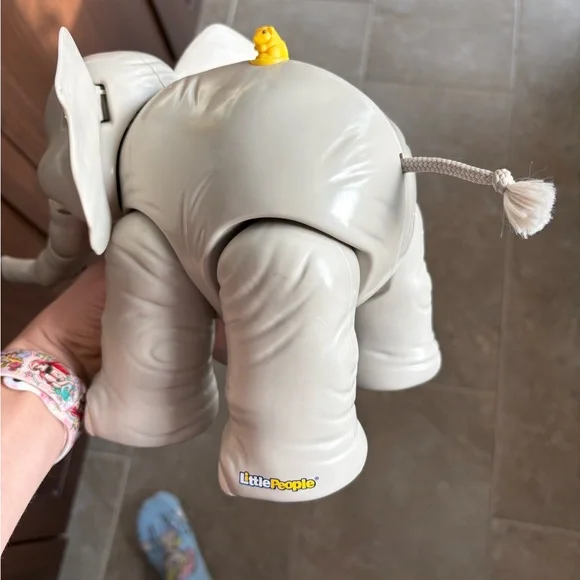 White Elephant Figurine Accent with Yellow Bird Detail - Picture 2 of 4